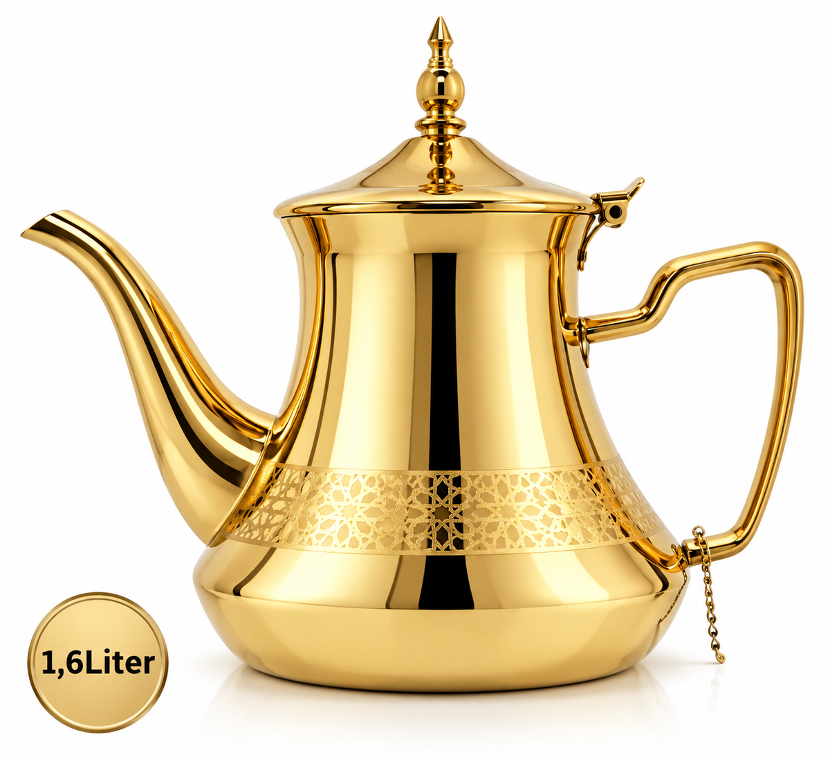 Marokkanische Teekanne orientalische Kanne Edelstahl Gold Induktion geeignet
