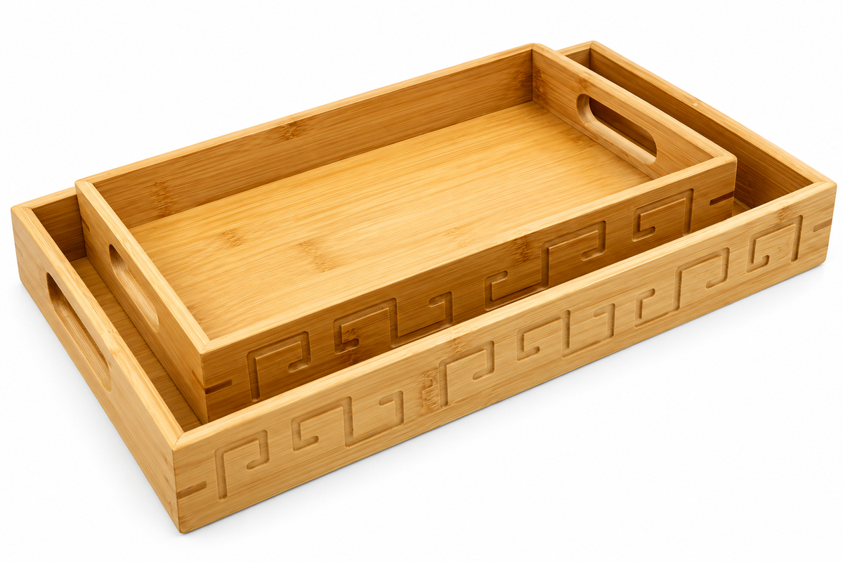 2er-Set Holztablett Serviertablett Frühstücktablett