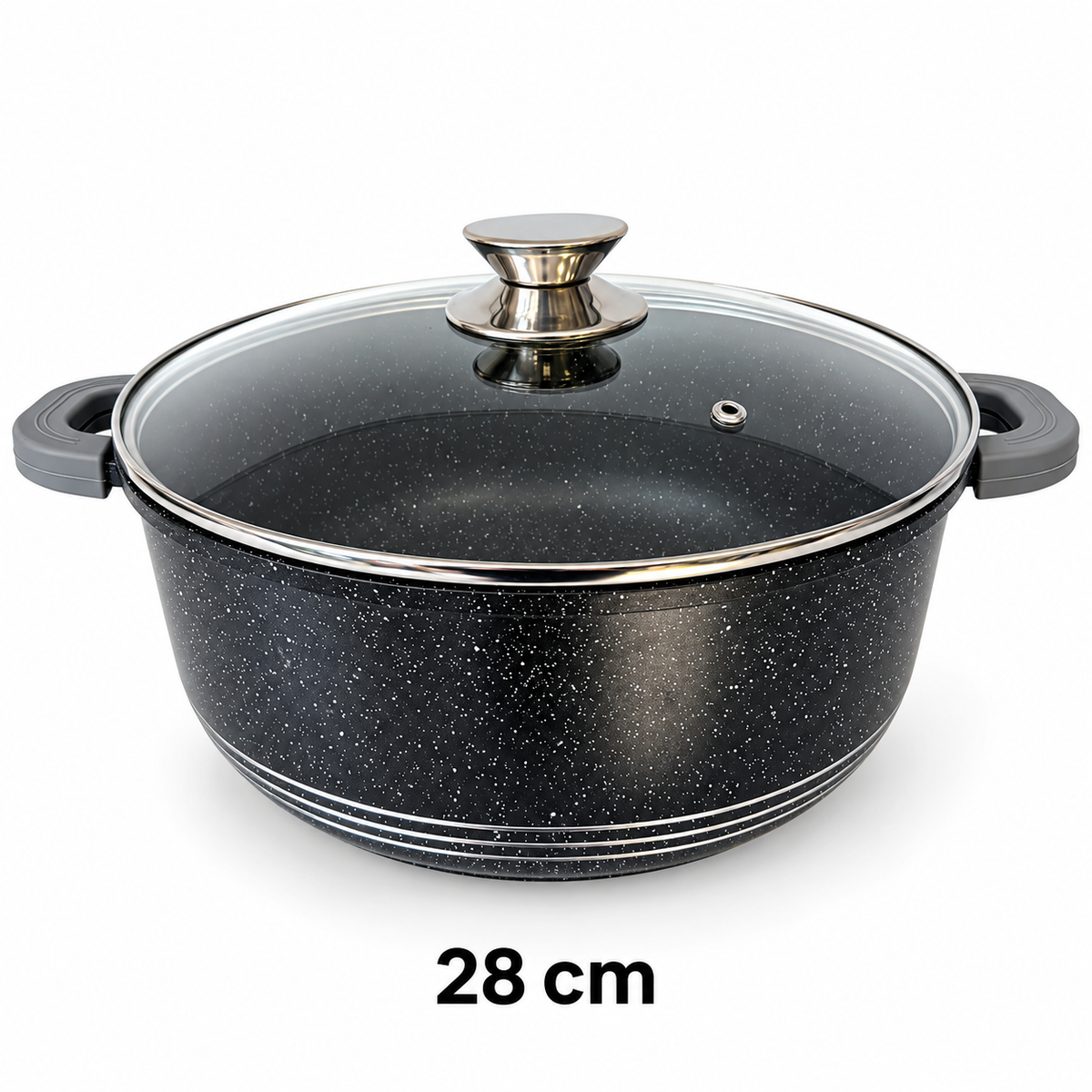 Koch-Topf mit Glasdeckel Casserole Antihaft Granitbeschichtung Induktion