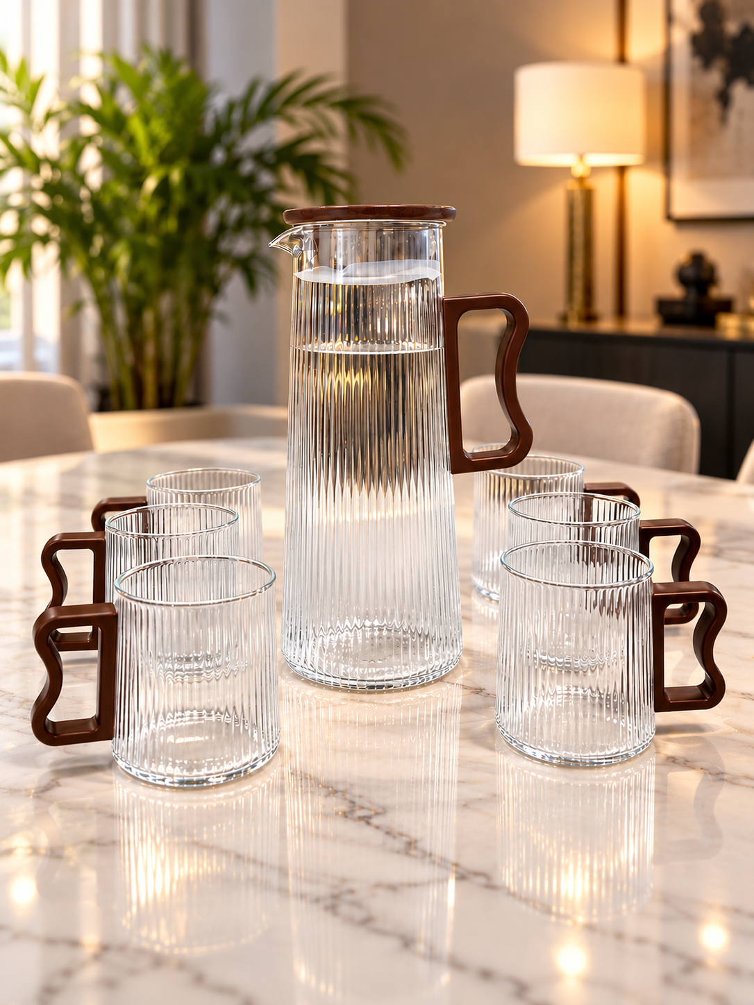 Karaffe Gläser Set 6 Gläser mit Krug