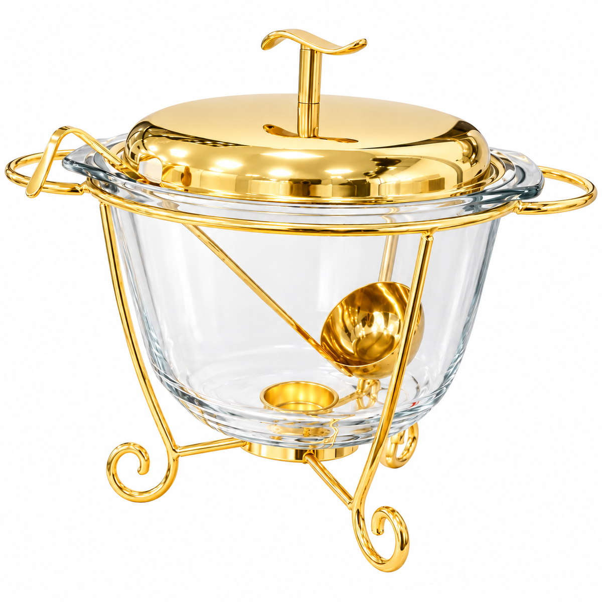 Suppenterrine gold 3,9 Liter glas suppen Terrine mit Teelichte