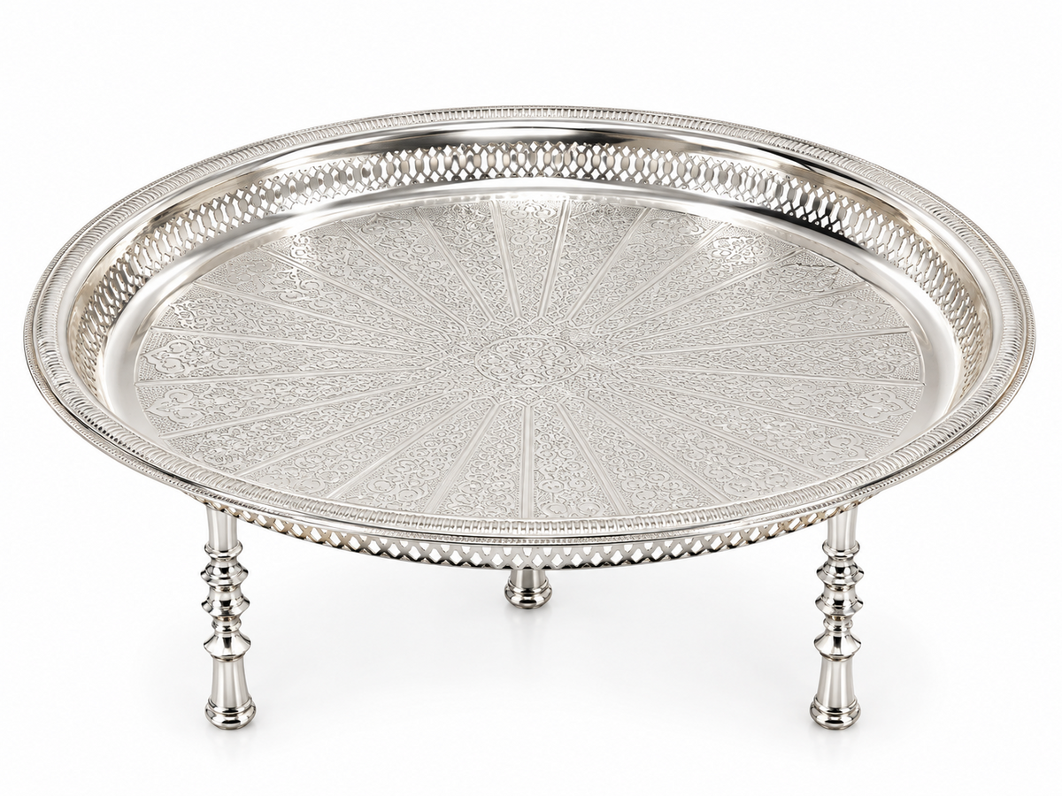 Tablett gold Tablett Silber Tablett auf 3 Beine orientalisch Tablett