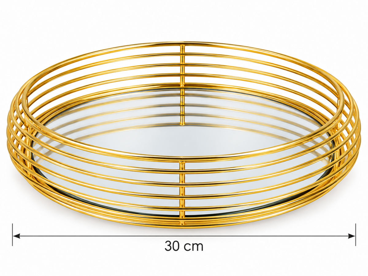 Spiegel Tablett Gold rund 30cm