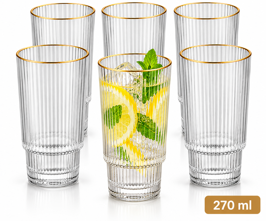 Ripple Gläser mit Gold Rand 6 Stück  290ml