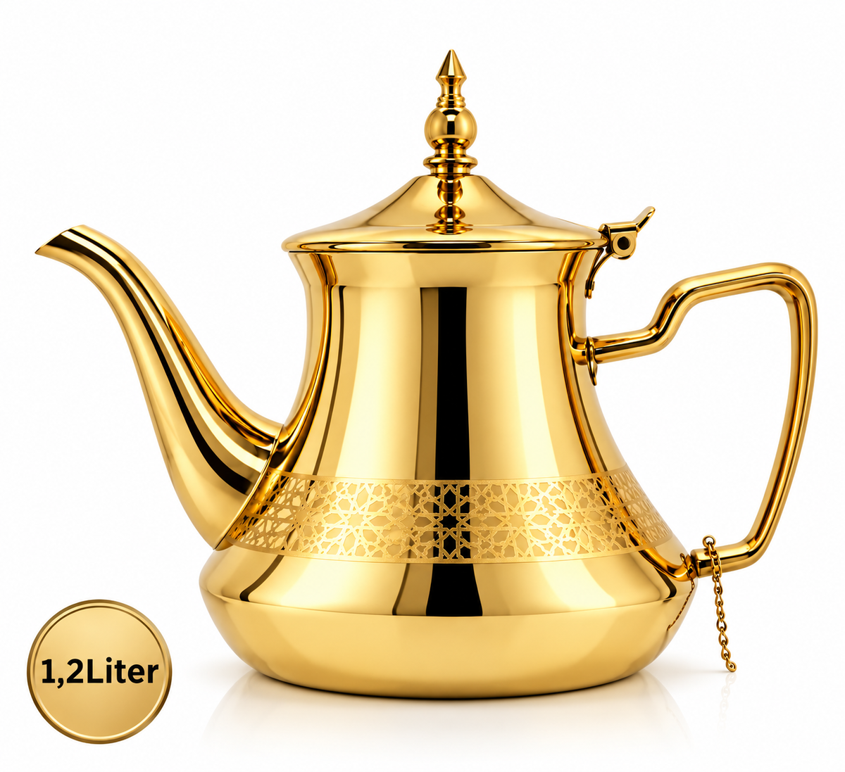 Marokkanische Teekanne orientalische Kanne Edelstahl Gold Induktion geeignet