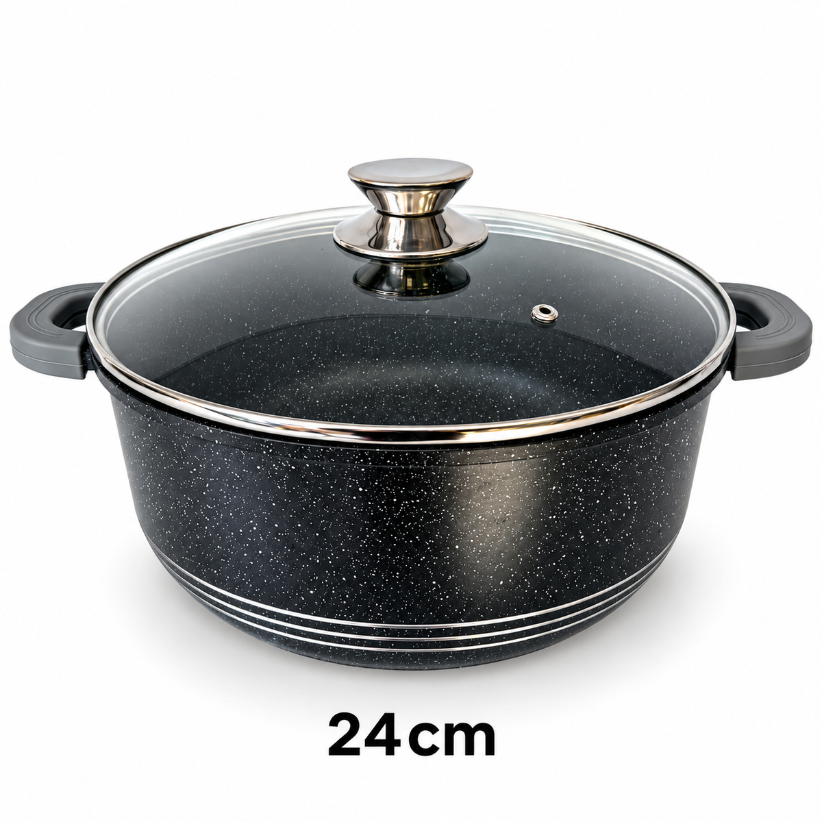 Koch-Topf mit Glasdeckel Casserole Antihaft Granitbeschichtung Induktion