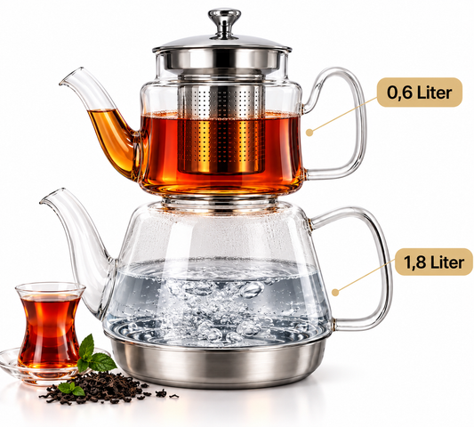 Teekanne aus Glas Türkisch Teekanne  Induktion