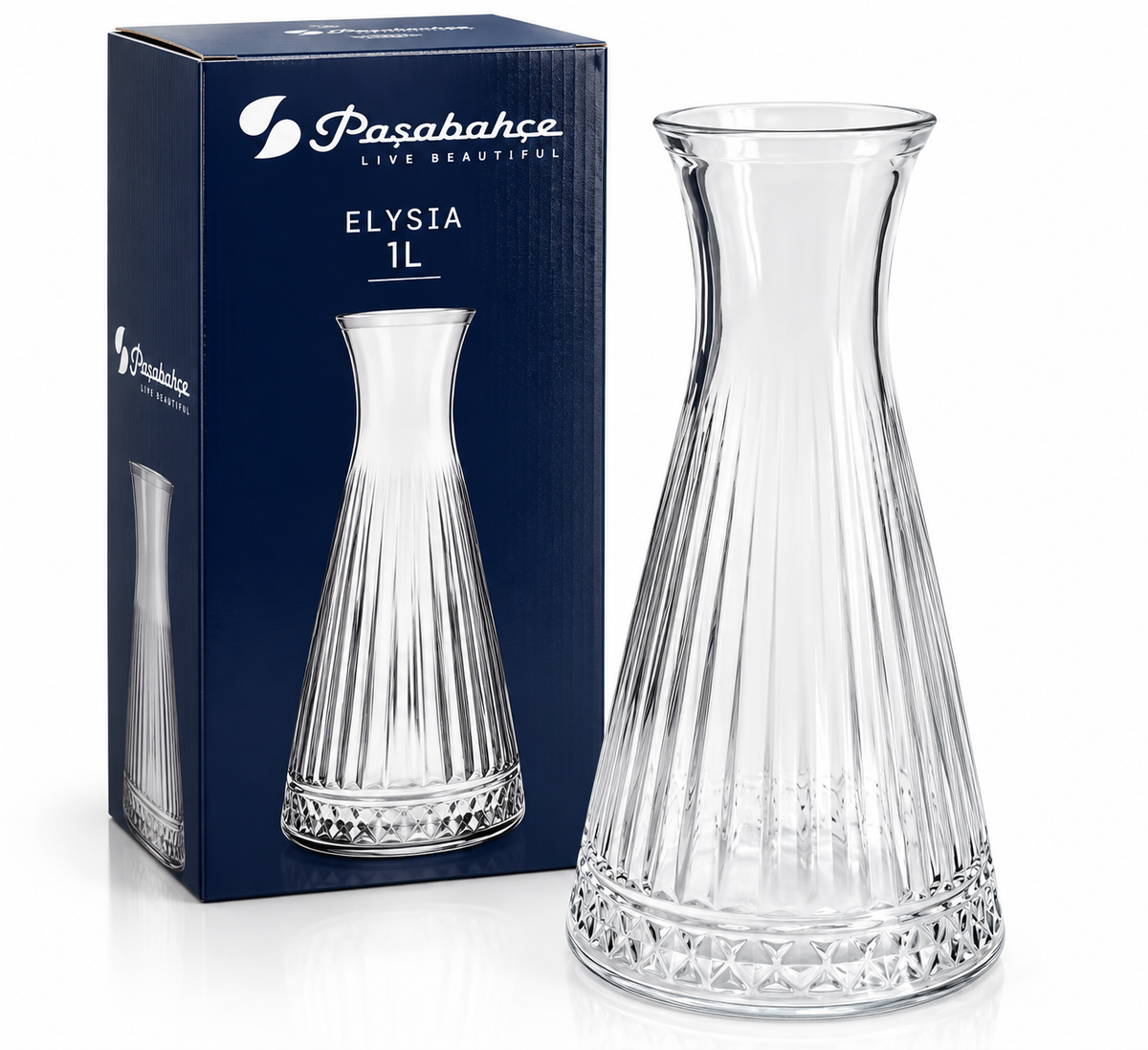 1L Glaskaraffe Saftkaraffe Glaskrug Wasserkaraffe