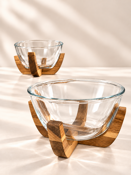 Schale mit Akazien stand Glas Schale auf Stand
