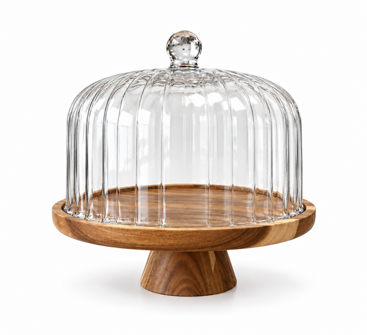 Torten Platte Servier Platte mit Deckel Holz Platte mit Glas Deckel