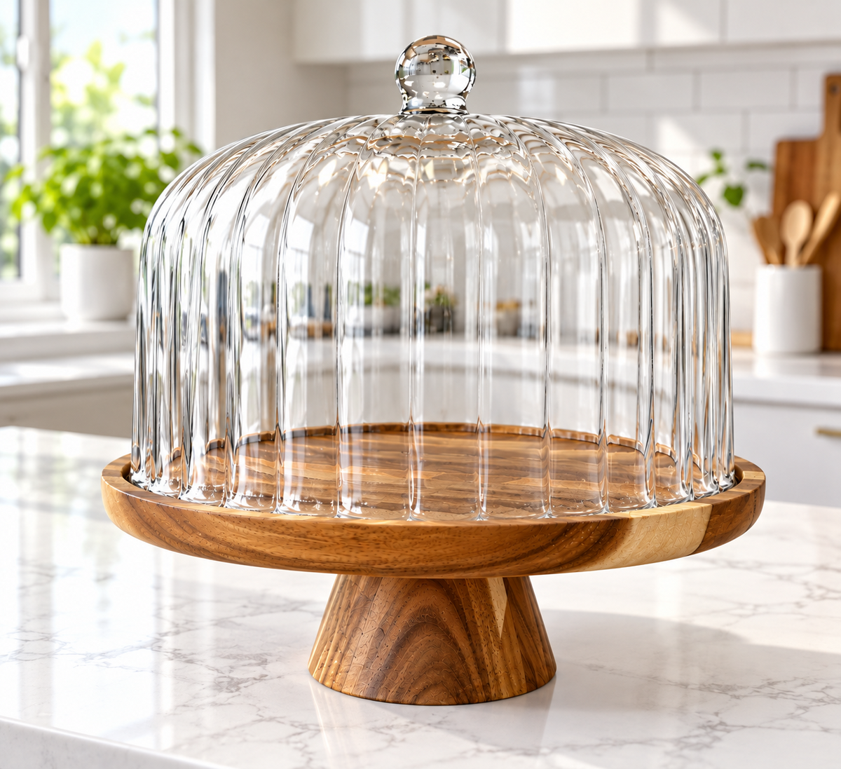 Torten Platte Servier Platte mit Deckel Holz Platte mit Glas Deckel