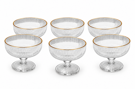 Schalen set gold Rand RIPPLE Schalen auf Fuß