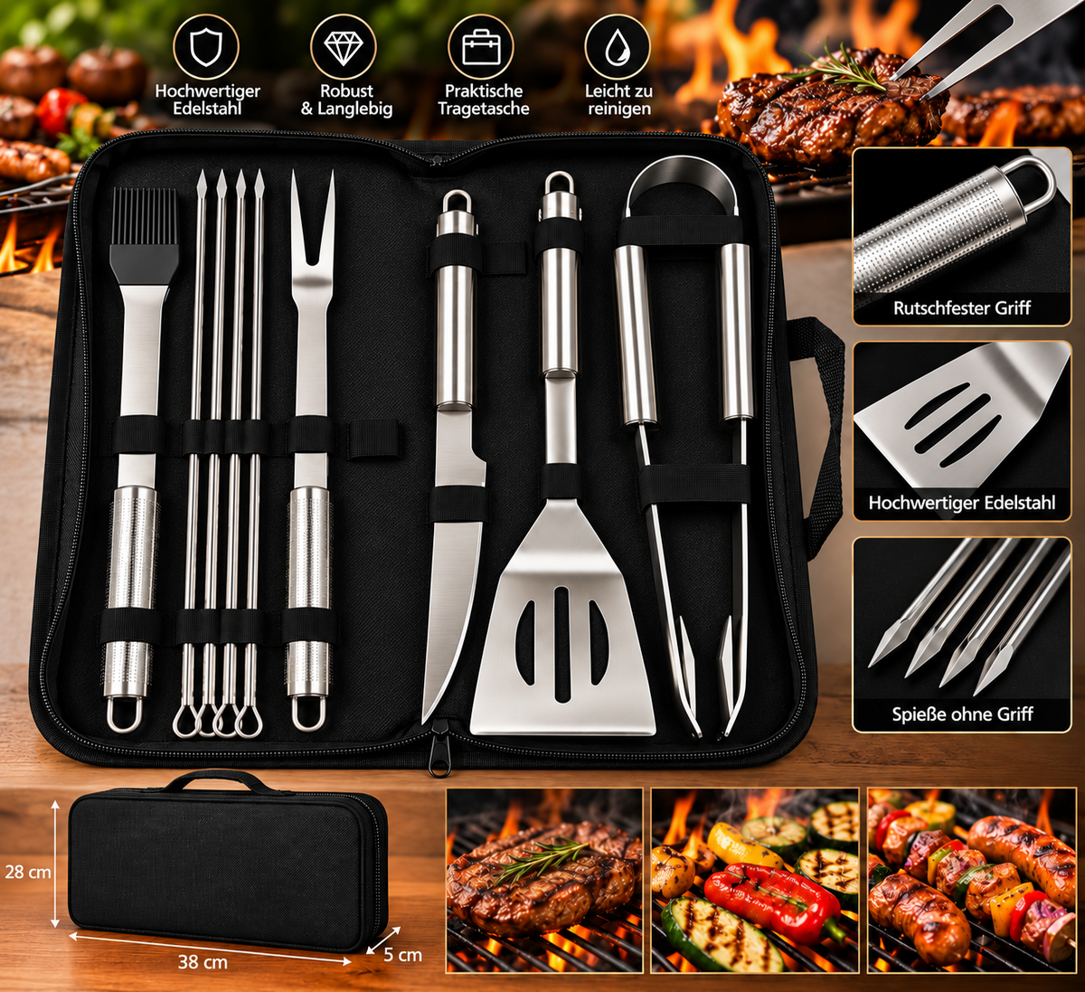 Grill Zubehör Grill Besteck Edelstahl Grill Helfer