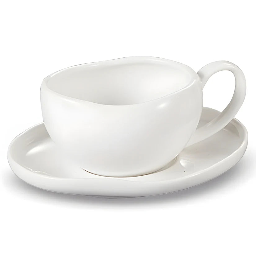 Kaffeetassen Wave 12teilig weiß Porzellan Teetassen Cappuccinotassen