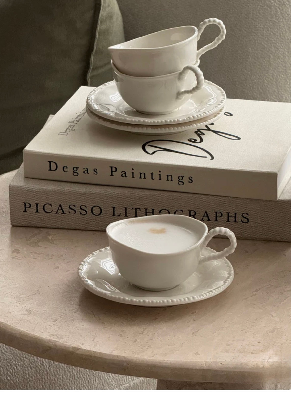 Kaffeetassen Pearly 12teilig weiß Porzellan Teetassen Cappuccinotassen