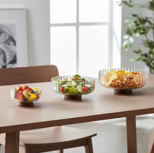 Glasplatte servierplatte platte mit Akazien fuss