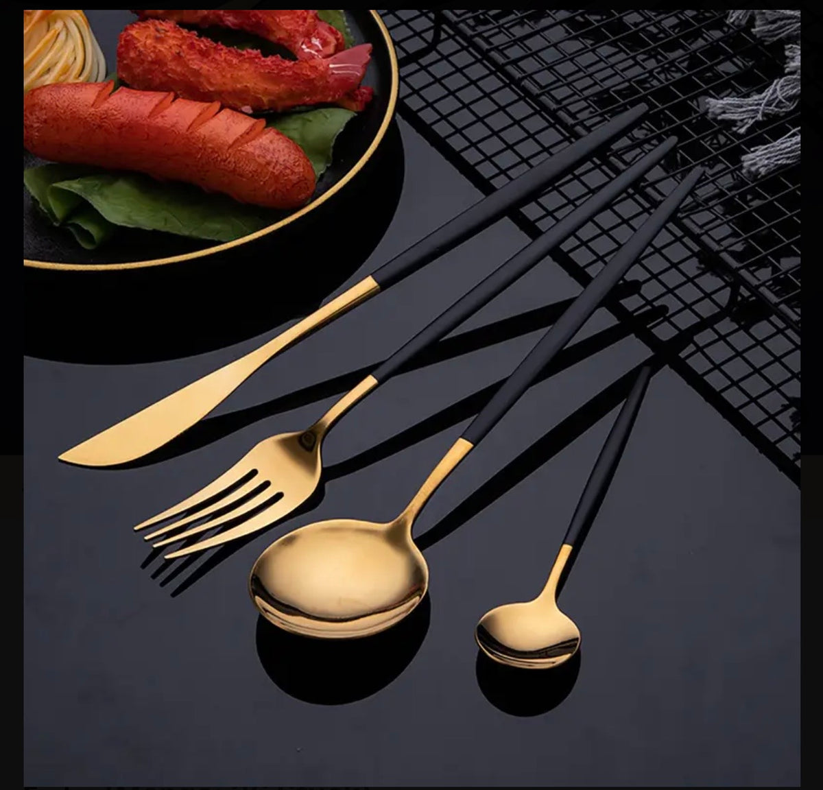 Besteck Set 6 Personen Essbesteck Tafelbesteck Edelstahl Gold 24-tlg