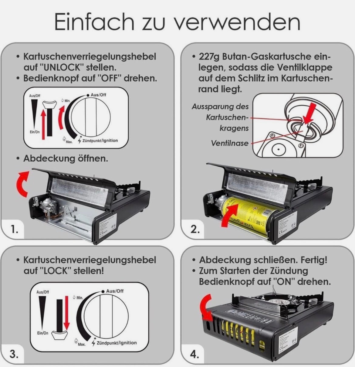Campingkocher Gaskocher Kartuschenkocher Butangas Kocher Tischgrill Hotpot Grill