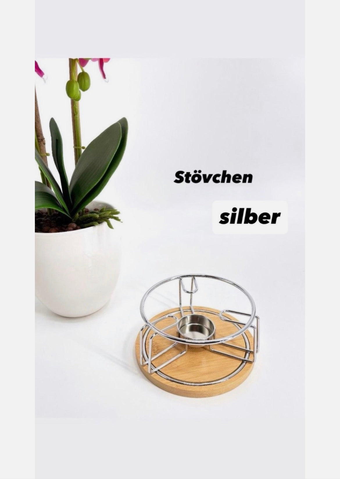 Stövchen Teewärmer aus Edelstahl - Tee Untersetzer Wärmer - Teekannenwärmer