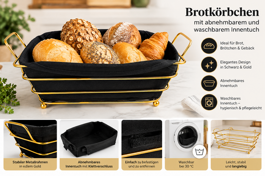 Brot Korb, Brot Körbchen mit Gestell, schwarz korb
