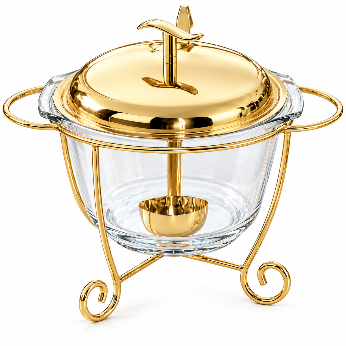 Suppenterrine gold 3,9 Liter glas suppen Terrine mit Teelichte
