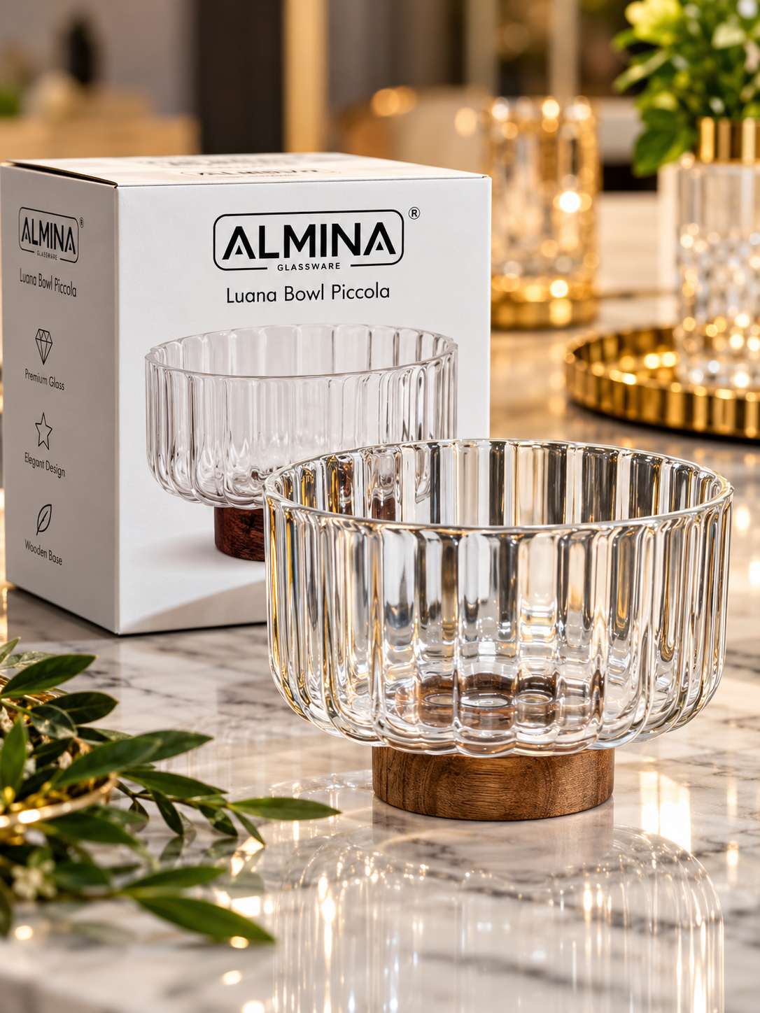 Glasplatte servierplatte platte mit Akazien fuss