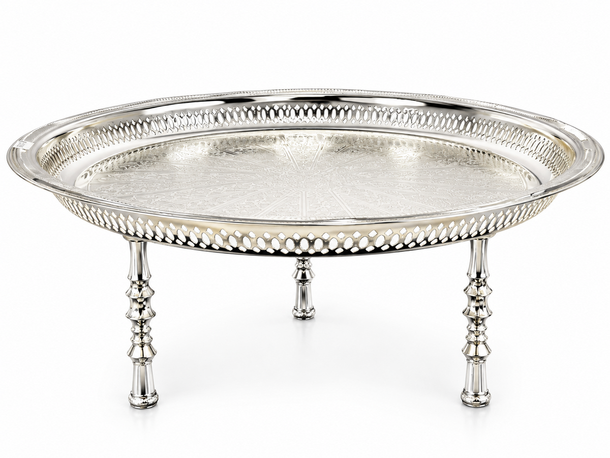 Tablett gold Tablett Silber Tablett auf 3 Beine orientalisch Tablett