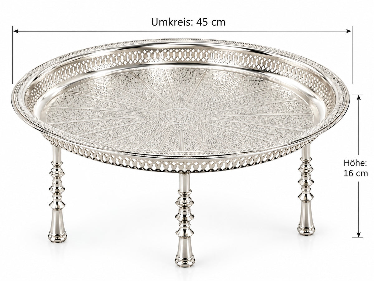 Tablett gold Tablett Silber Tablett auf 3 Beine orientalisch Tablett