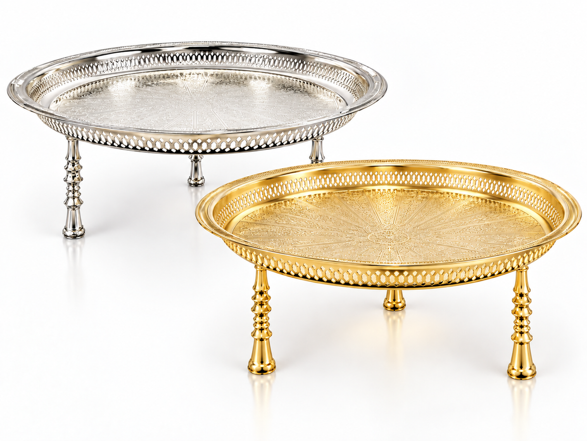 Tablett gold Tablett Silber Tablett auf 3 Beine orientalisch Tablett