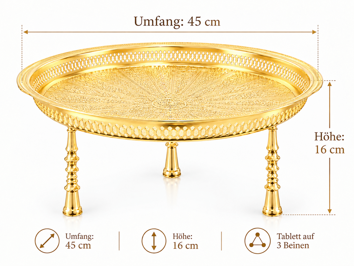 Tablett gold Tablett Silber Tablett auf 3 Beine orientalisch Tablett