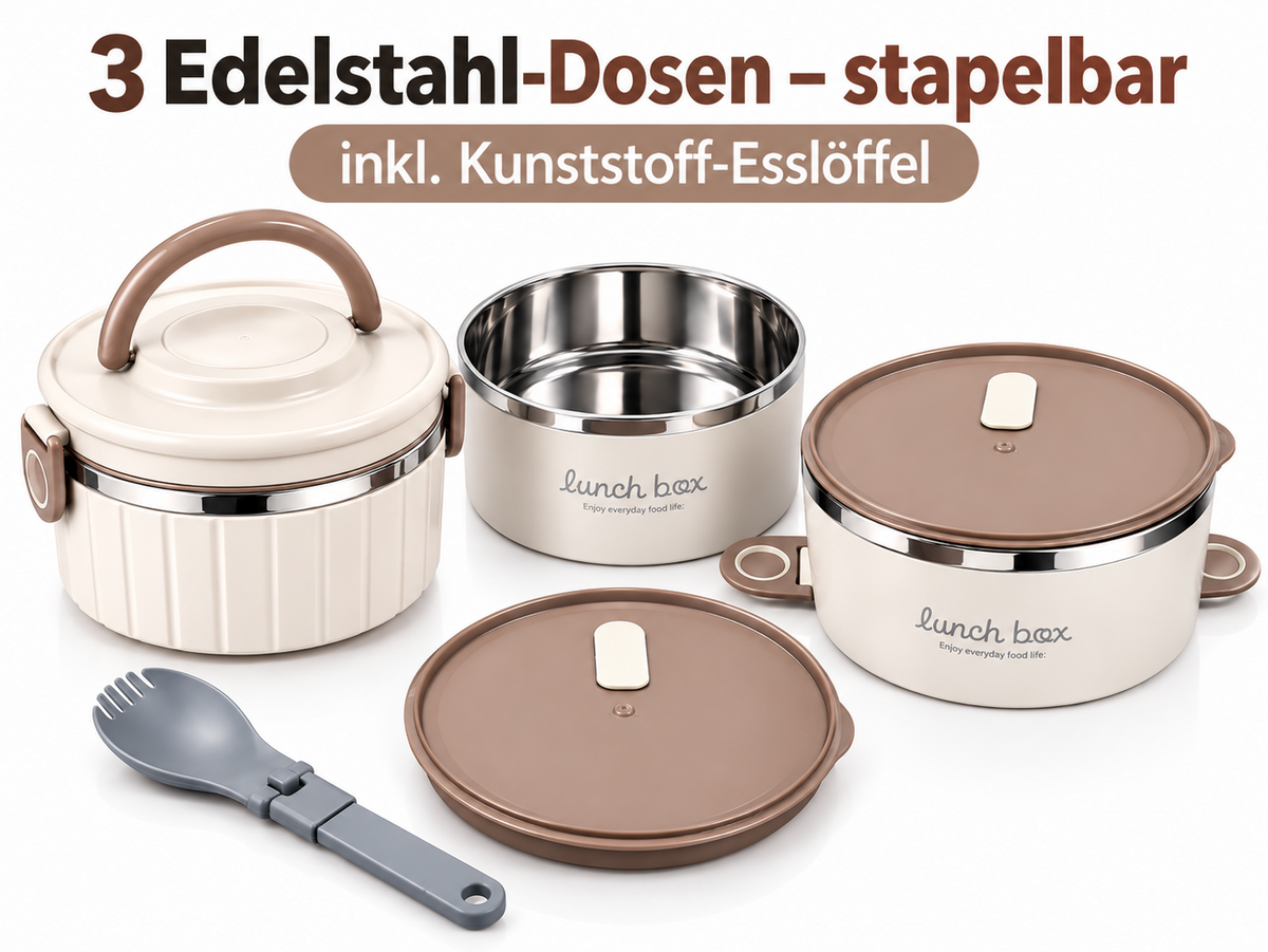 Lunchbox Edehlstahl Behälter Brot Dose Etagen Boxen Picknick