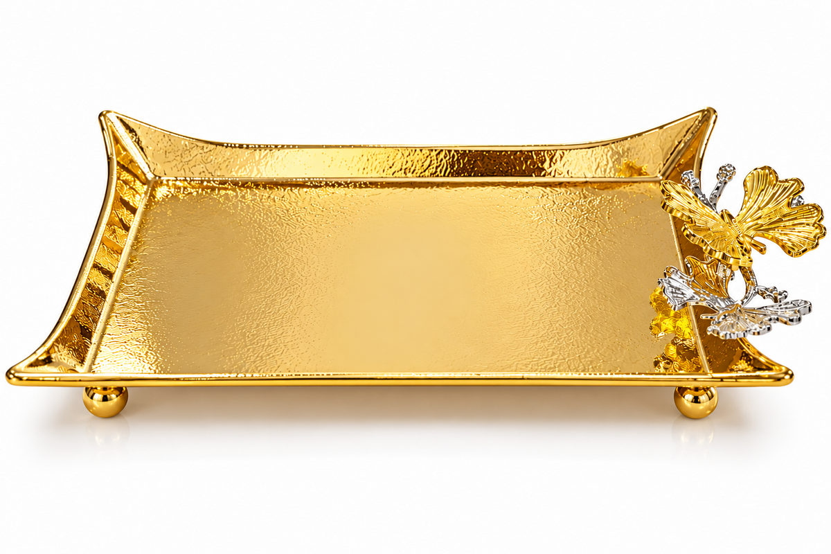 Tablett gold Serviertablett Edelstahl