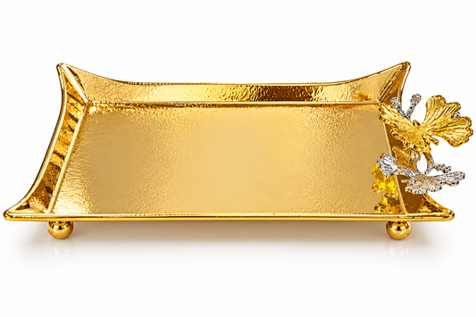 Tablett gold Serviertablett Edelstahl