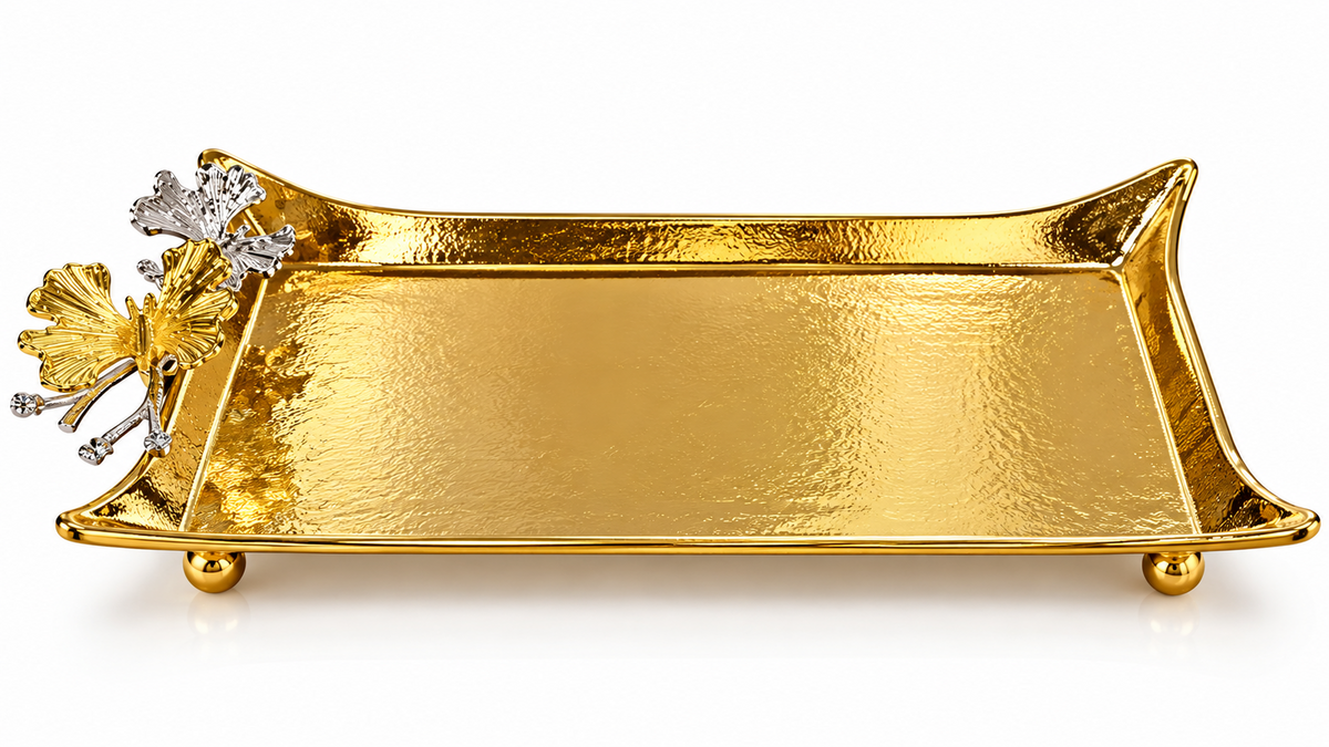 Tablett gold Serviertablett Edelstahl