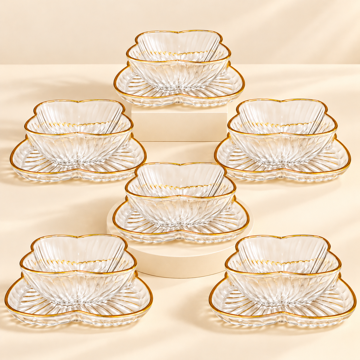 12tlg Schalen Set Glas Schalen Dessert Schalen Snack Schalen