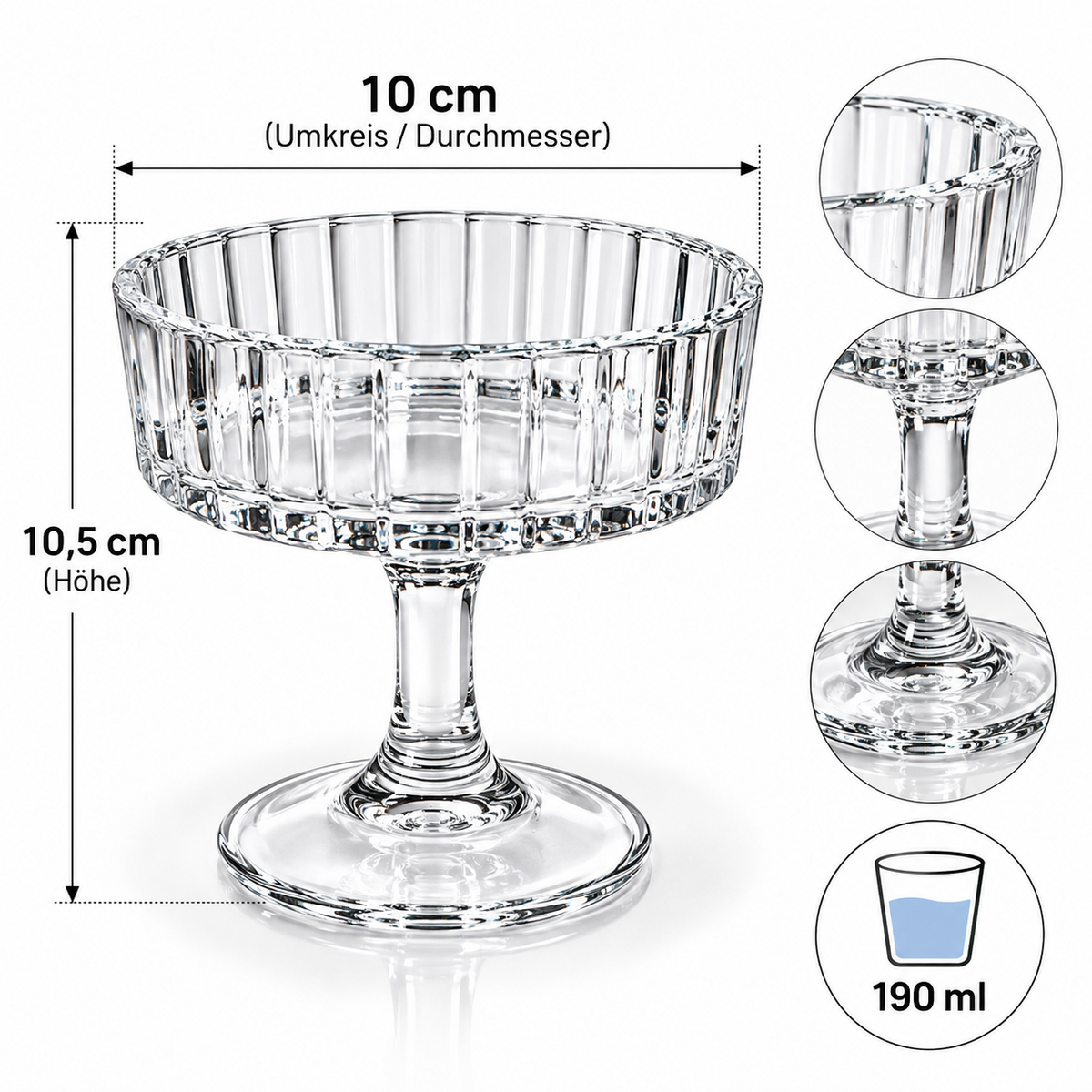 6er Schalen Dessert Schale Glas schalen