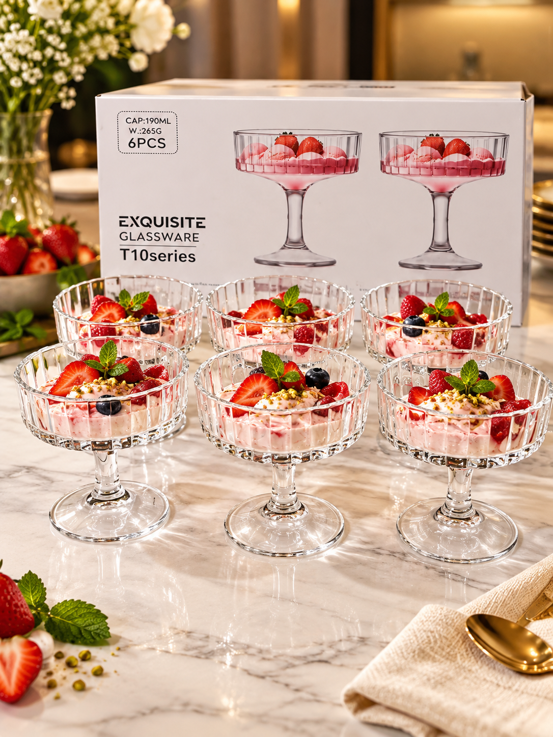 6er Schalen Dessert Schale Glas schalen