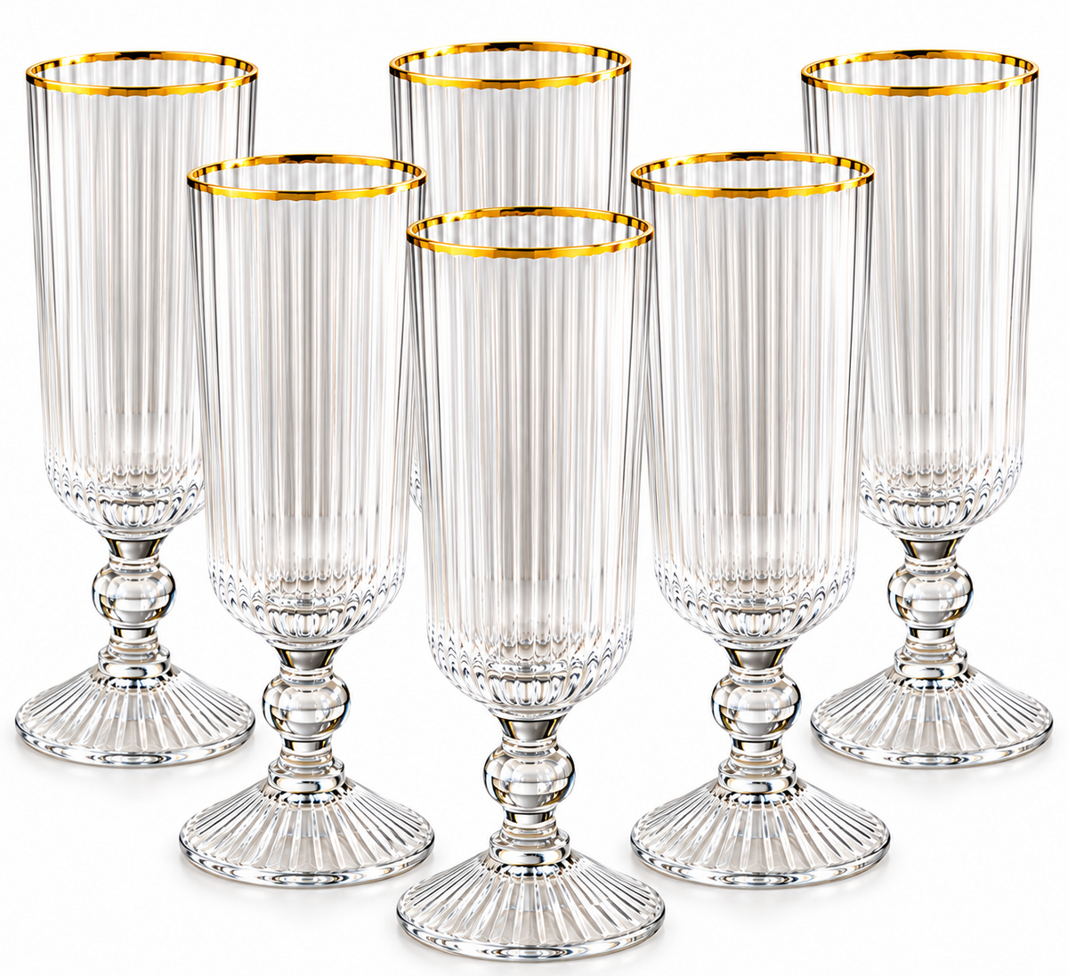 6er Long Gläser Gläser gold Rand ripple Gläser