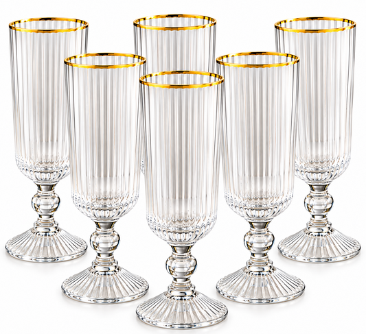 6er Long Gläser Gläser gold Rand ripple Gläser