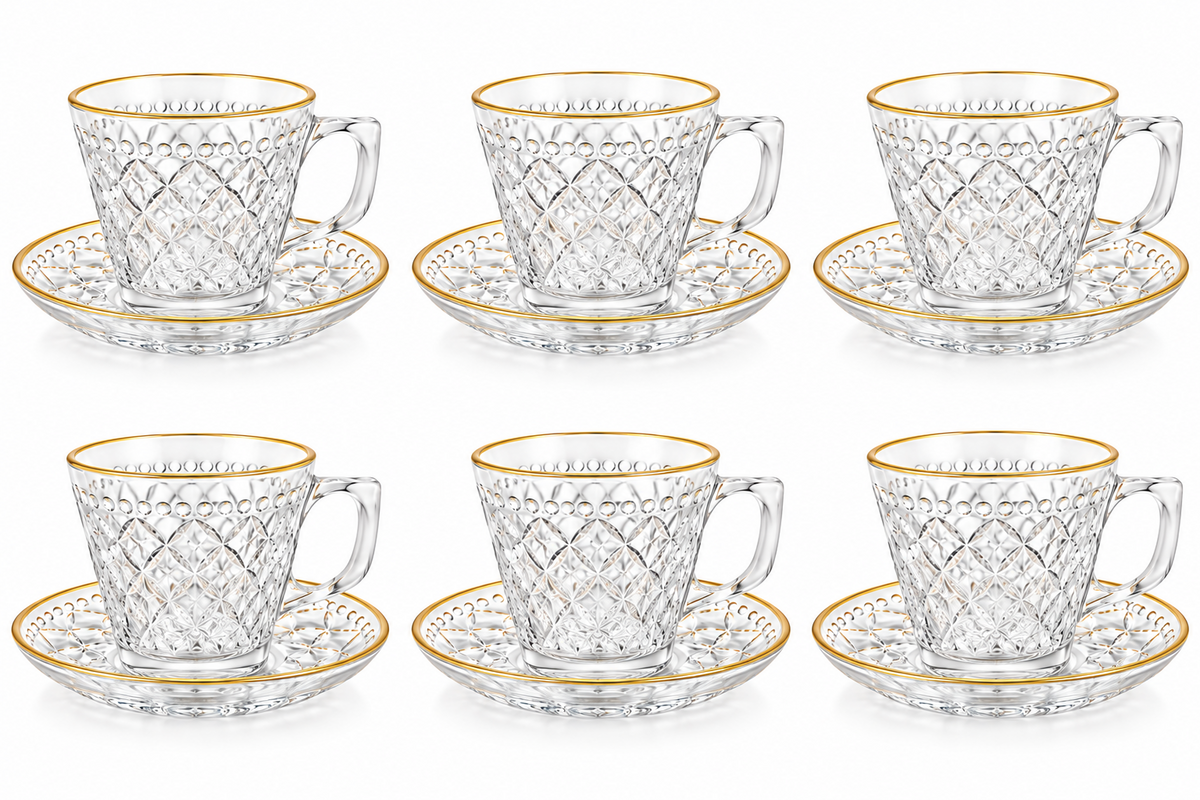 12tlg Tee Set Tee Gläser Cappuccino Gläser Gläser mit unter teller
