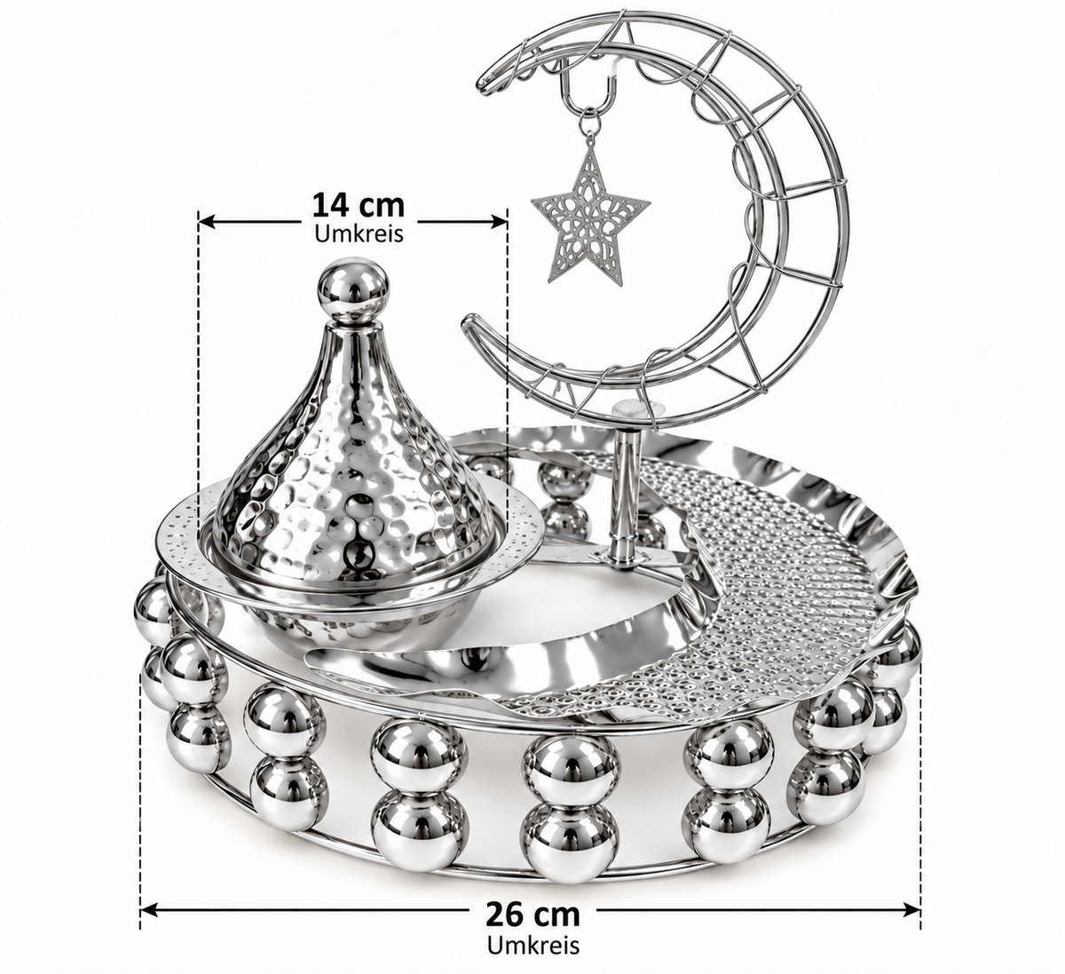 Platte Edehlstahl Platte Ramadan Platte Mond Stern Platte Servier
