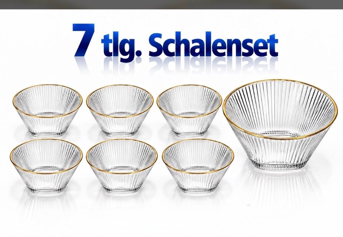 7 tlg.Glas Schalenset Snack Schalen