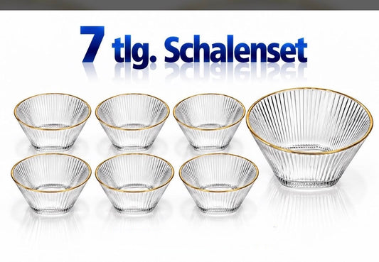 7 tlg.Glas Schalenset Snack Schalen