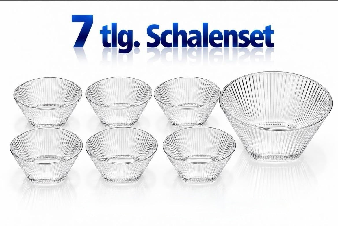 7 tlg.Glas Schalenset Snack Schalen